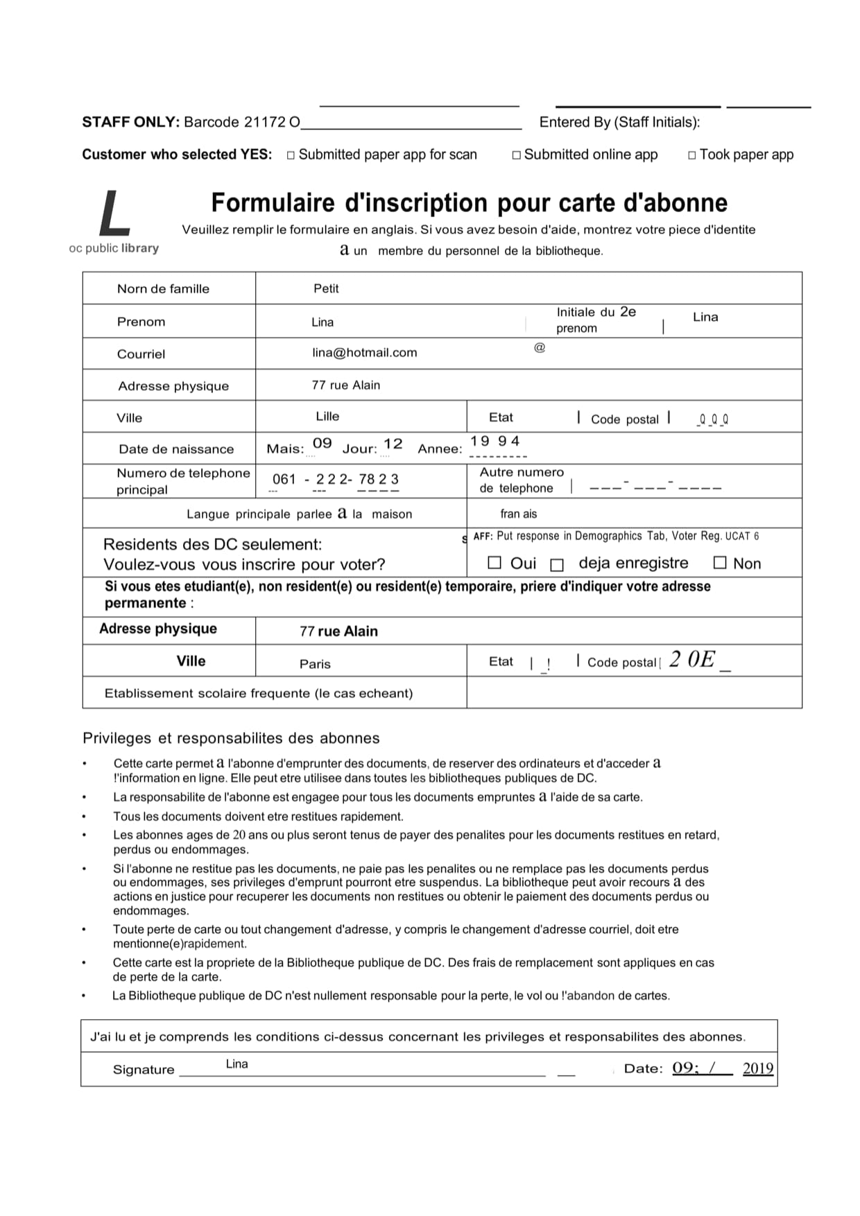 The same form through a second conventional OCR converter, with accents stripped and words misread