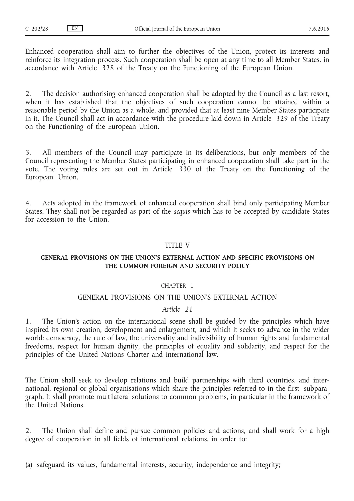 A scanned page of the Official Journal of the European Union: justified text, numbered paragraphs and a centred title block