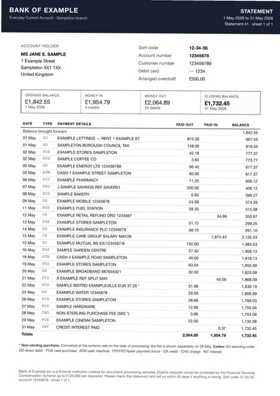 A scanned document page with a dense printed table